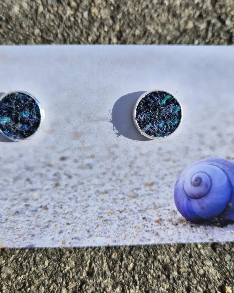 Two Sisters Tweed stud earrings