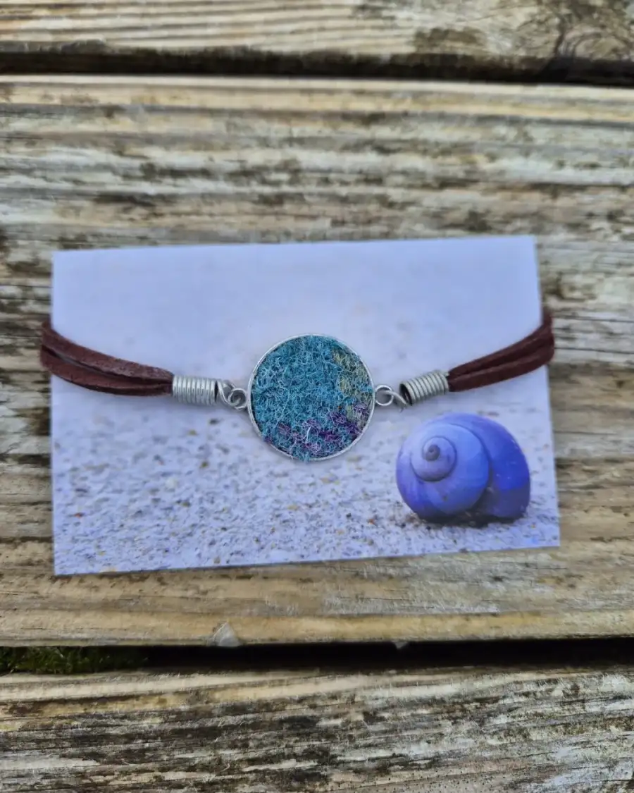 Harris tweed and faux leather bracelet