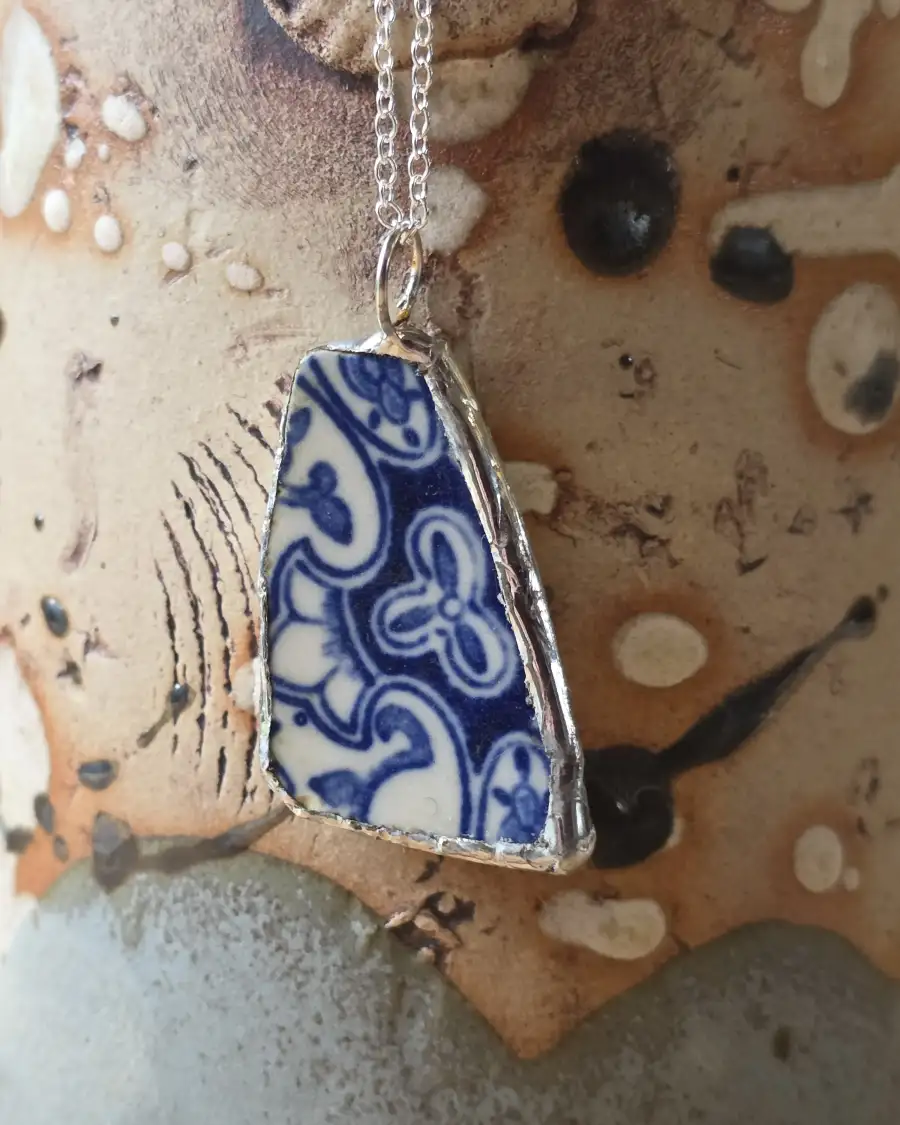 Pottery Glass Necklace Stained Glass Effect