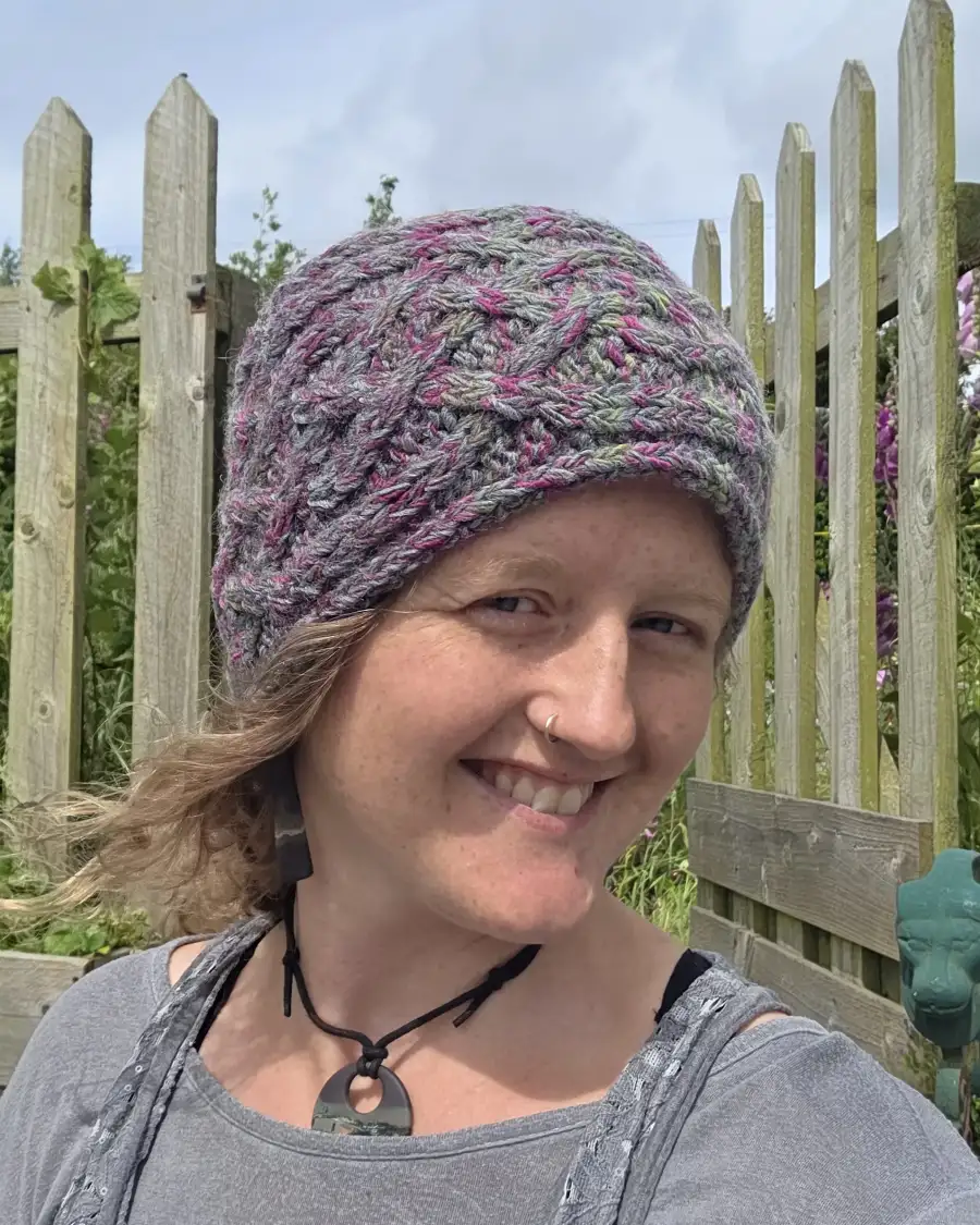 Hand Knitted heather tones celtic headband/cowl