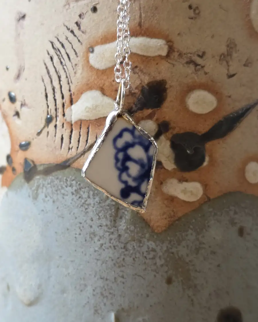Pottery Glass Necklace Stained Glass Effect