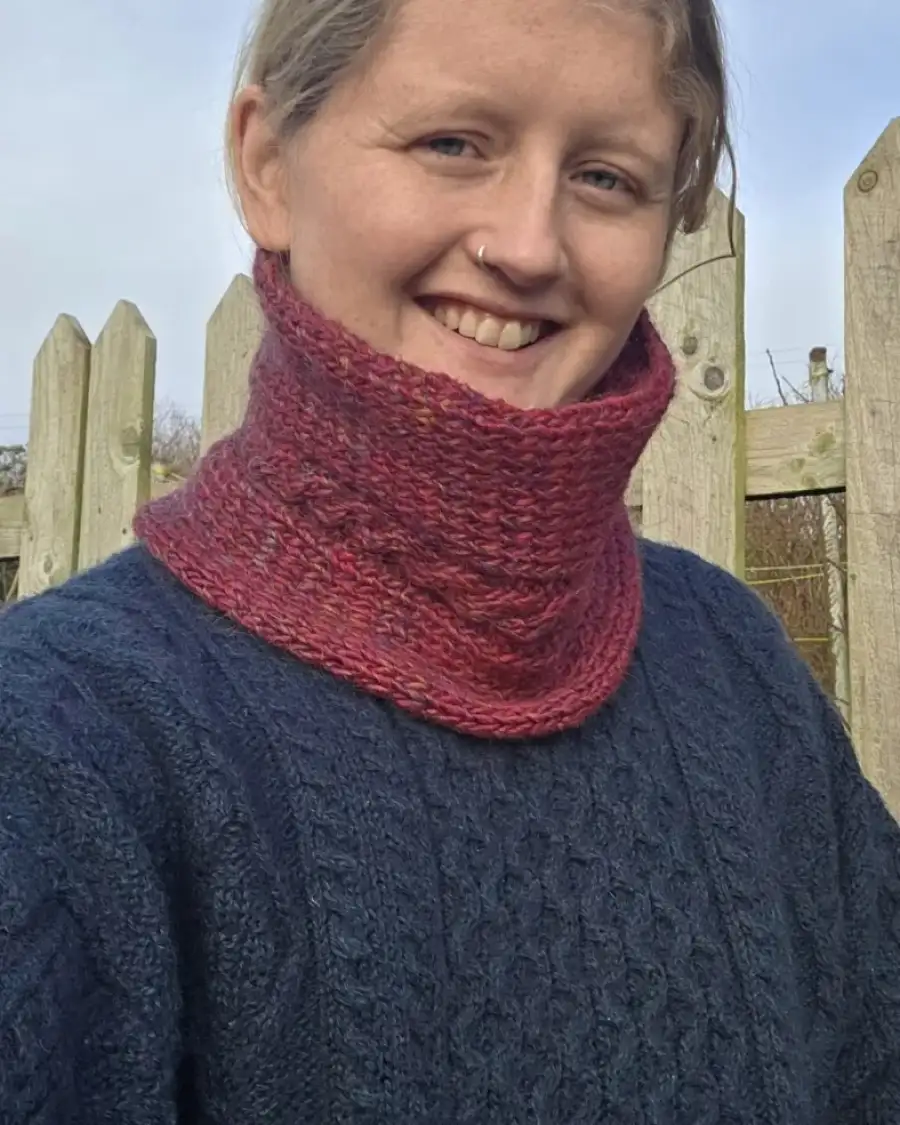 Hand Knitted merino blend cowl