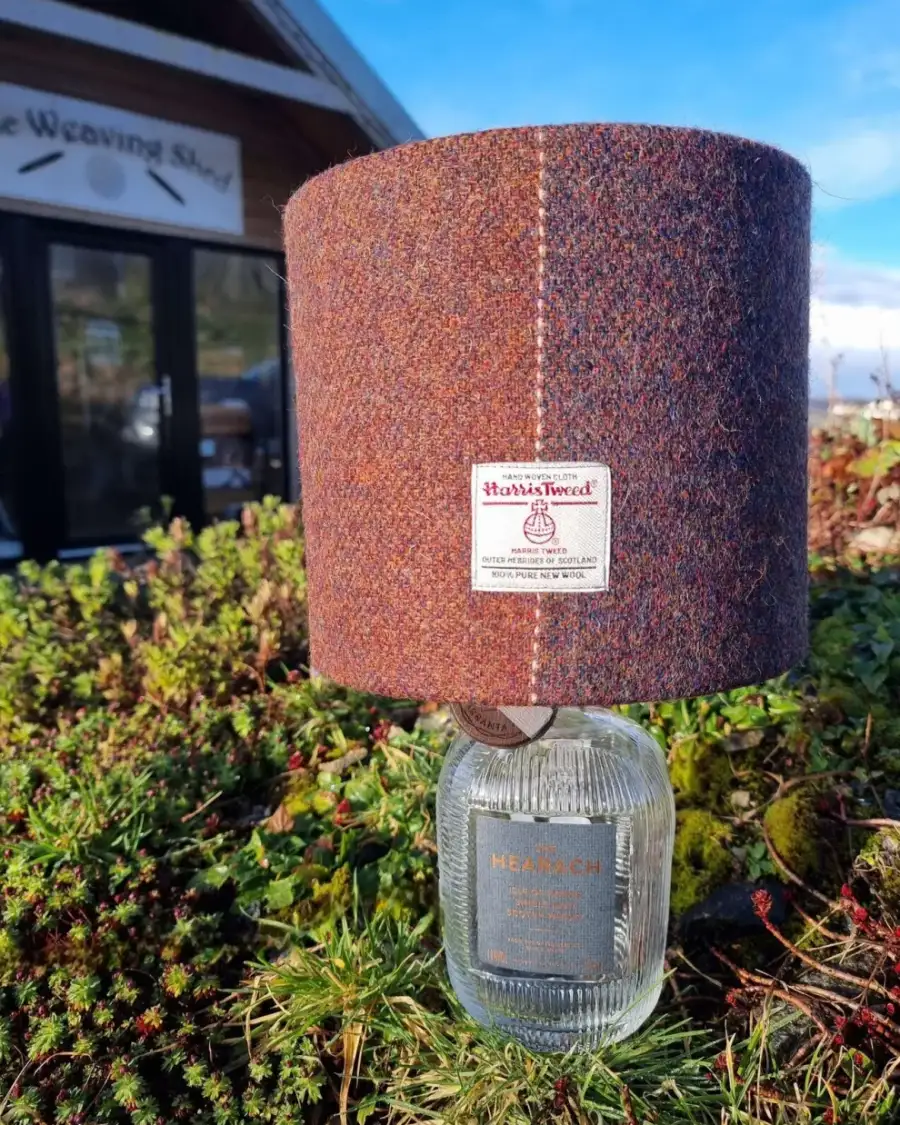 Hearach whisky bottle lamp with shade of choice