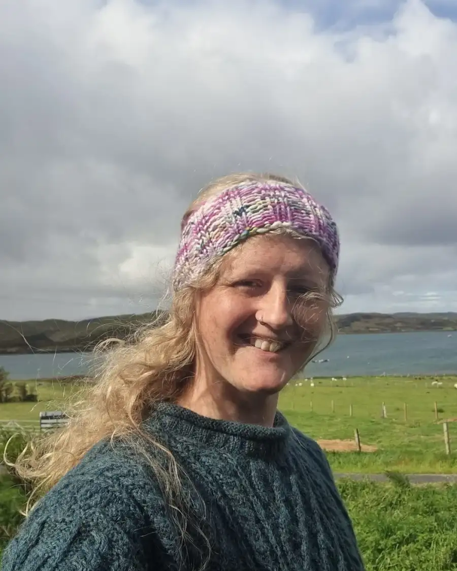 Hand Knitted hand dyed merino headband