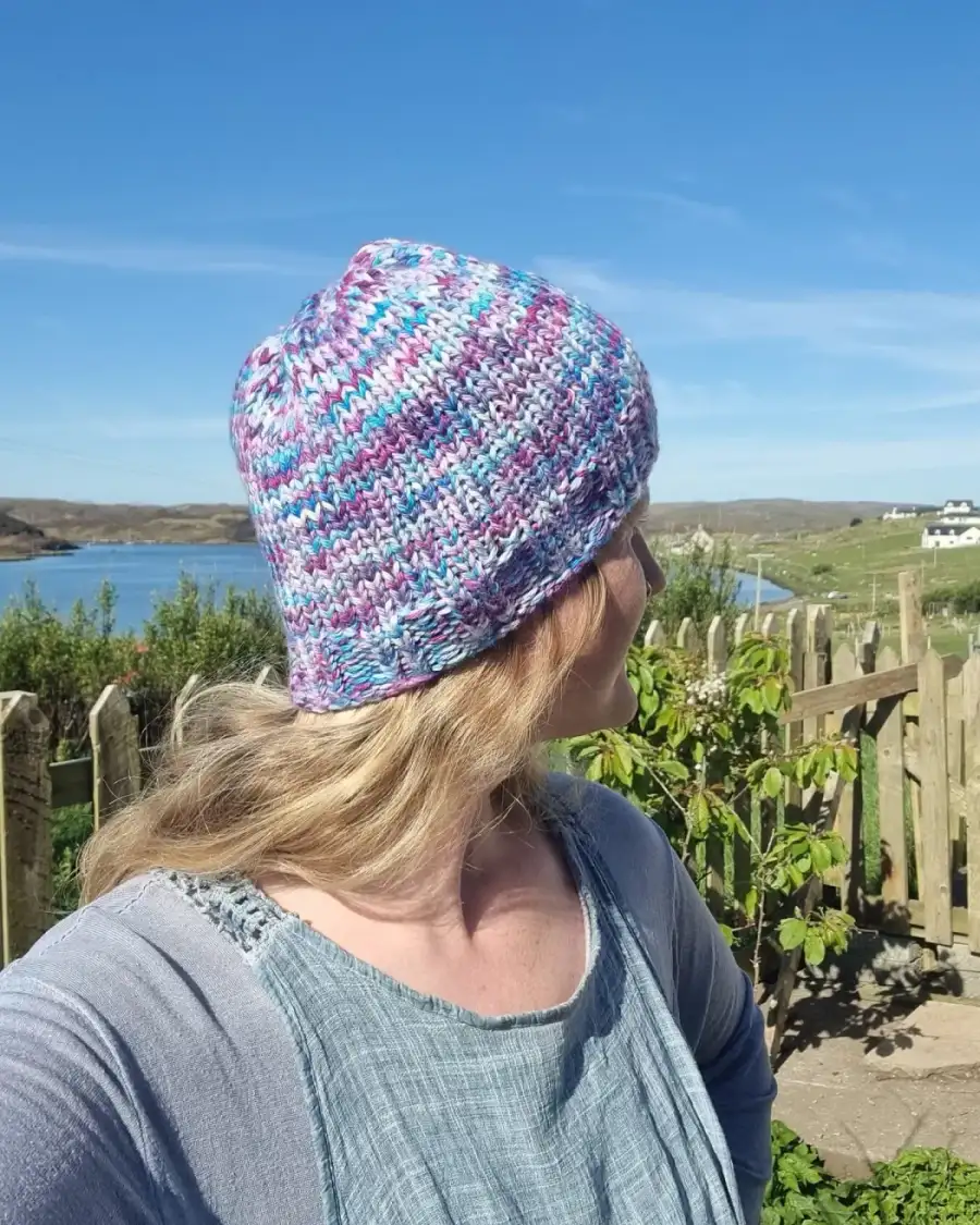 Hand Knitted hand dyed merino hat