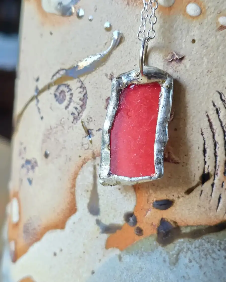 Sea Glass Necklace ultra rare colour