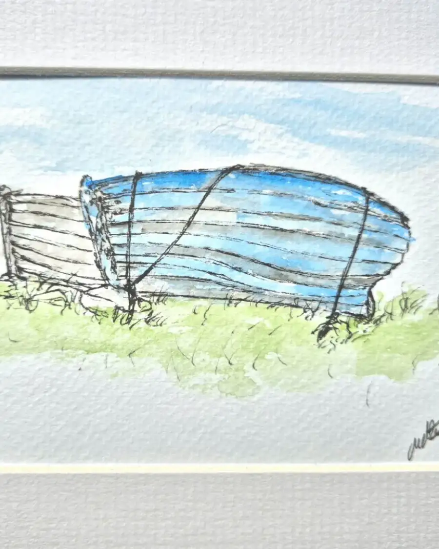 Mini original watercolour of two boats