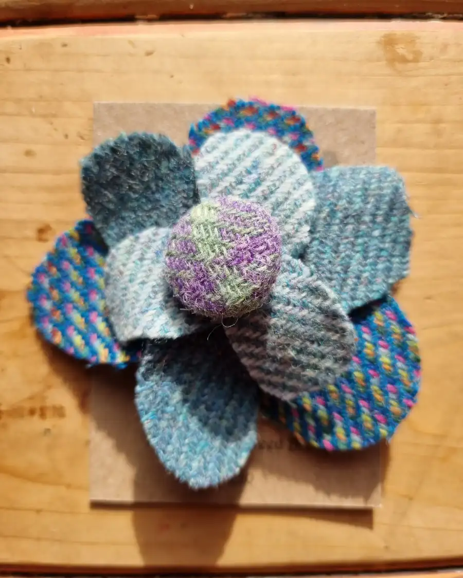 Tweed flower brooch