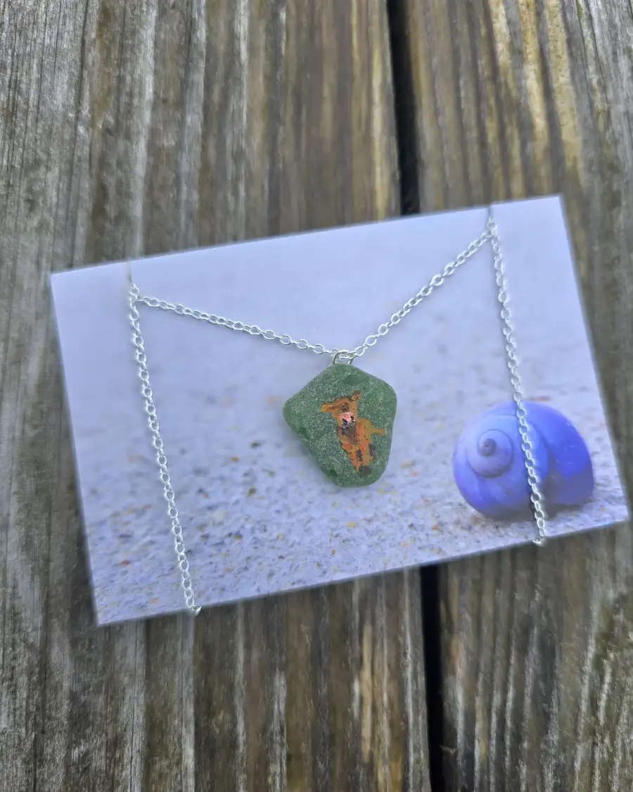 Painted sea glass necklace