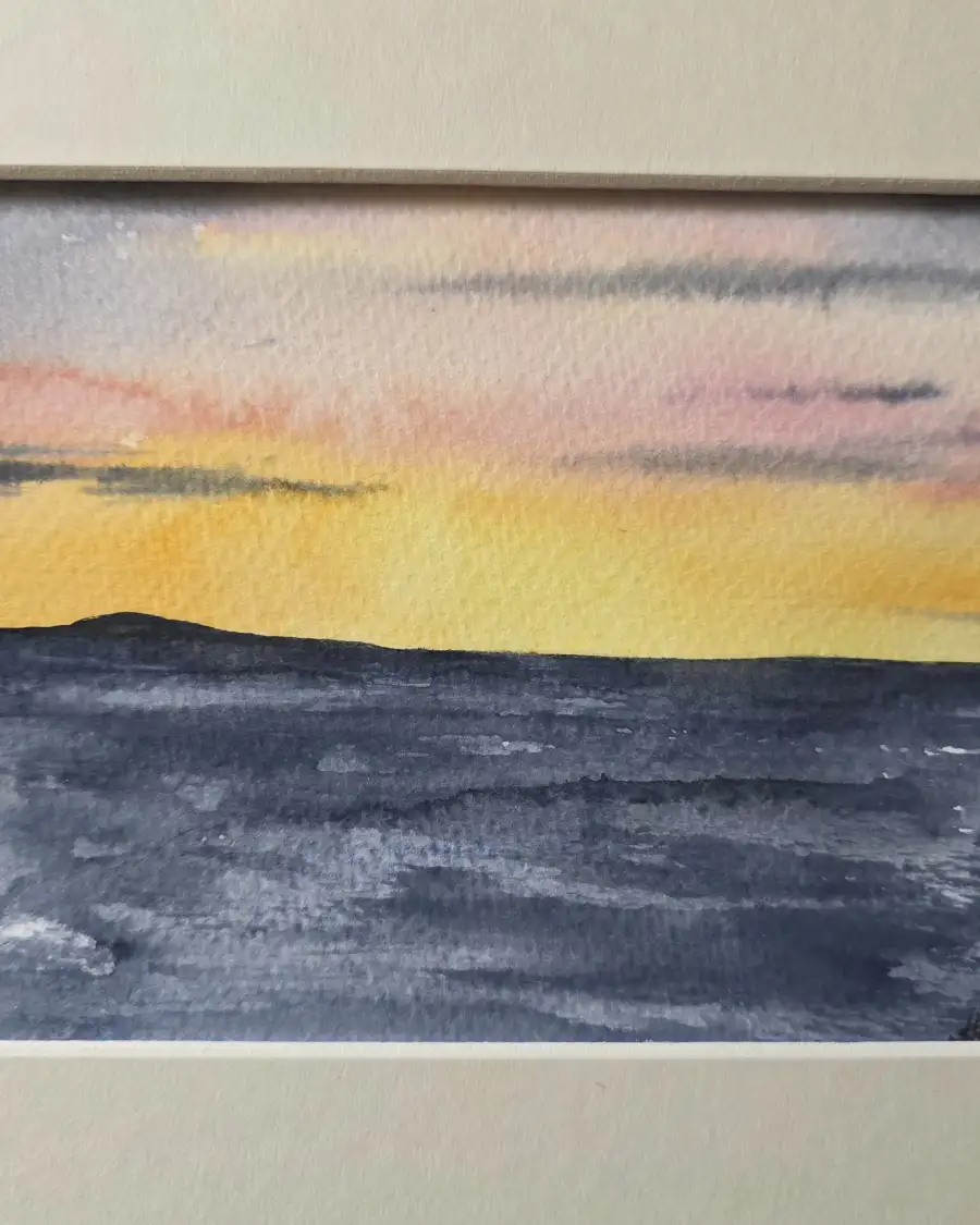 Mini original watercolour of a seascape