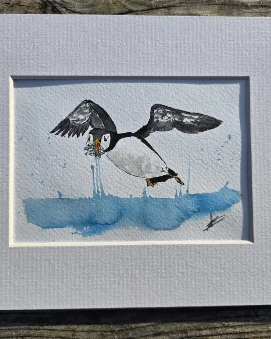 Mini Original Watercolour of a puffin