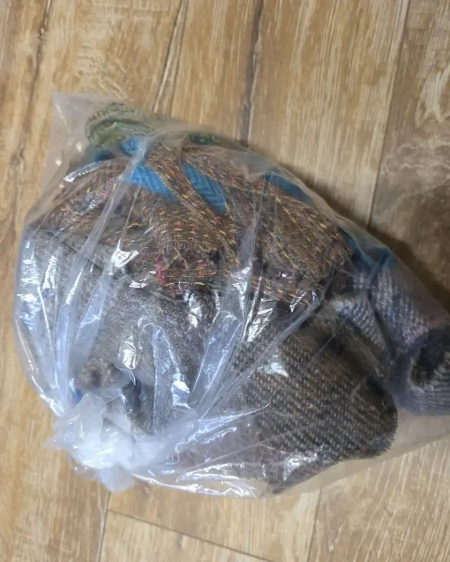 Mixed Harris and Two Sisters Tweed scraps bag