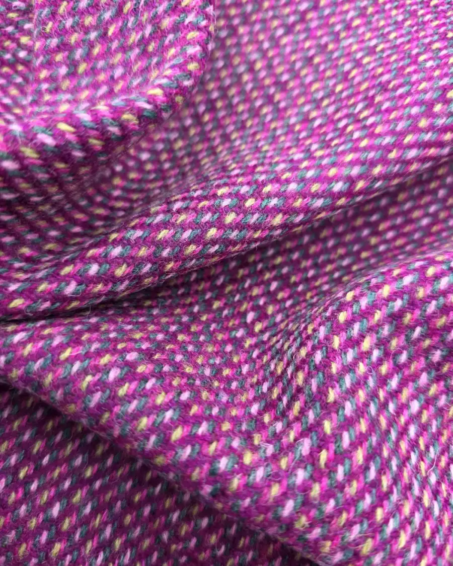 Two Sisters Tweed Fabric - pink and green heather